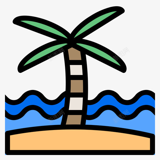 棕榈树夏季115线形颜色图标svg_新图网 https://ixintu.com 夏季 棕榈树 线形 颜色