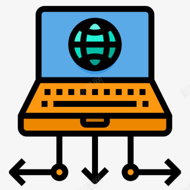 笔记本电脑教育和学习11线性颜色图标图标