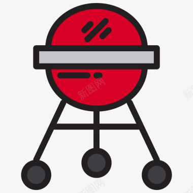 烧烤架烧烤33线性颜色图标图标
