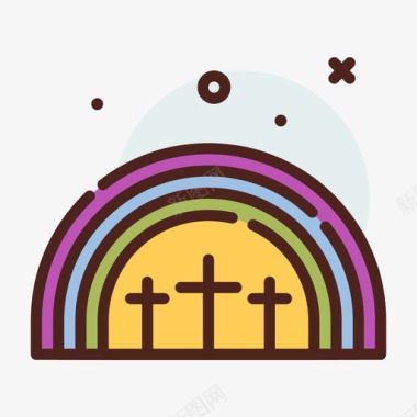 彩虹复活节80线性颜色图标图标