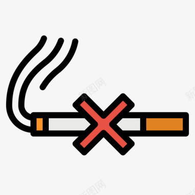 禁止吸烟9号飞机直线颜色图标图标