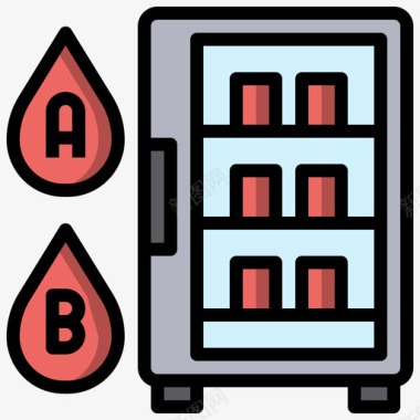 冰箱献血52线性颜色图标图标