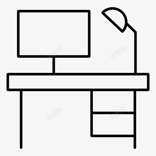 书桌电脑家具图标svg_新图网 https://ixintu.com 书桌 办公室 学生 家具 家庭设备 电脑
