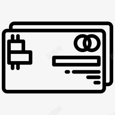 信用卡区块链50线性图标图标