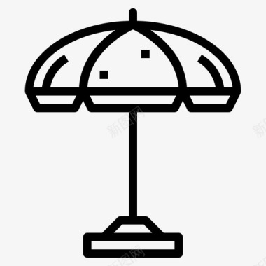 太阳伞旅行者直线型图标图标