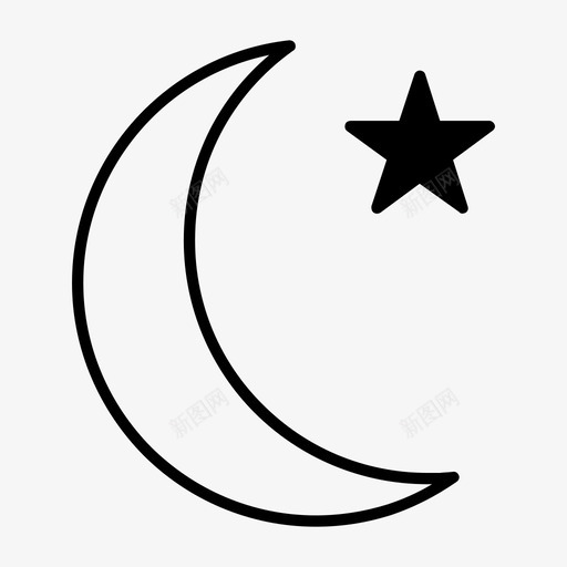 月亮星新月自然图标svg_新图网 https://ixintu.com 夜晚 天气 新月 月亮 自然