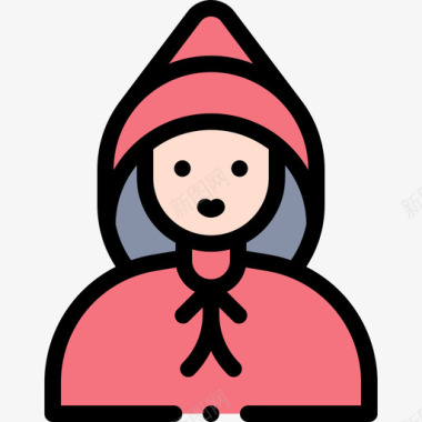 小红帽万圣节服装派对9线性颜色图标图标