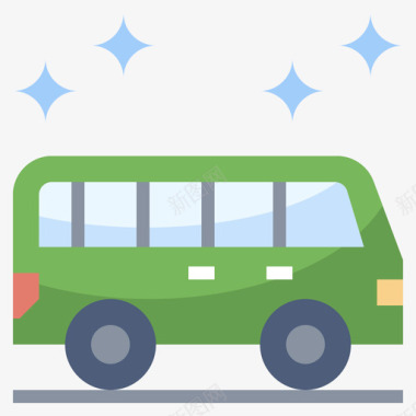 巴士洗车7公寓图标图标