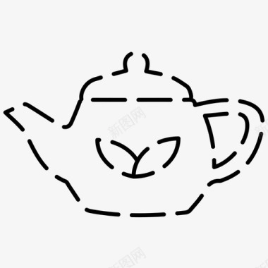 茶壶咖啡店的虚线图标图标