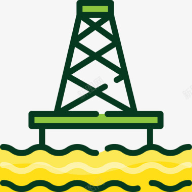 石油钻机能源和动力9线性颜色图标图标