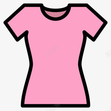 T恤女式时尚4线性颜色图标图标