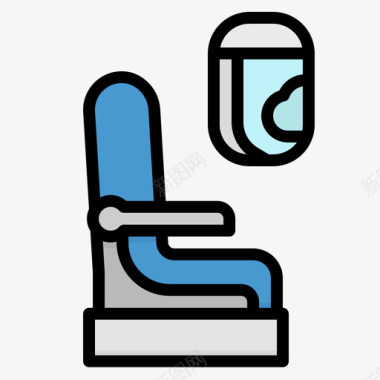 座位9号飞机线性颜色图标图标