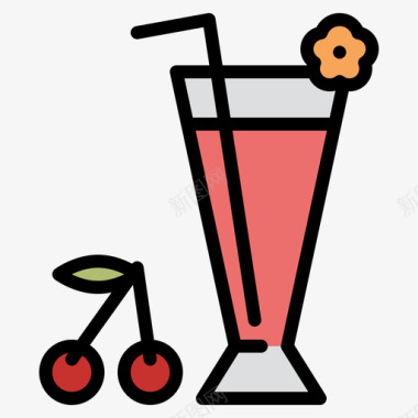 樱桃汁饮料49原色图标图标