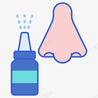 鼻喷雾剂过敏线性颜色图标图标