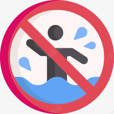 禁止爆炸游泳池规则6平坦图标图标