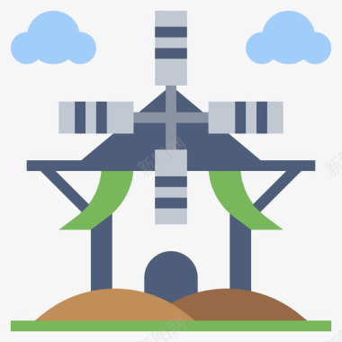 Kinderdijk风车世界地标3平坦图标图标