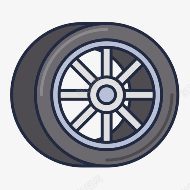 车轮19赛车线性颜色图标图标