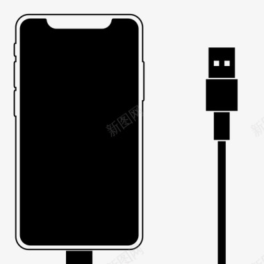 iphonex充电电缆闪电图标图标