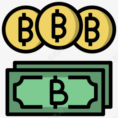 比特币货币109线性颜色图标图标
