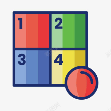 四个方块教育娱乐1线性颜色图标图标