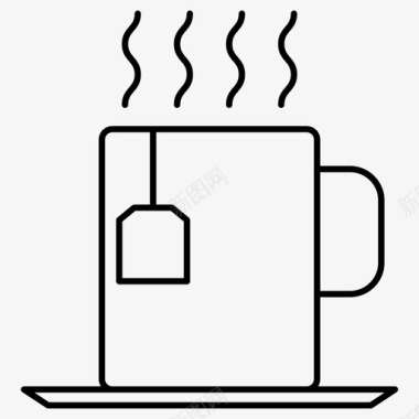热茶杯子咖啡店轮廓图标图标