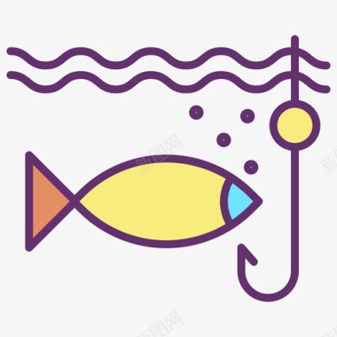 钓鱼旅游260线性颜色图标图标