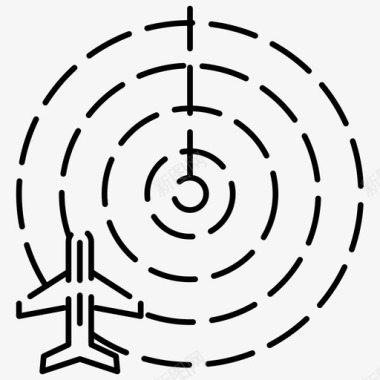 飞行雷达扫描航空虚线图标图标