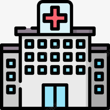 医院公共服务18线性颜色图标图标