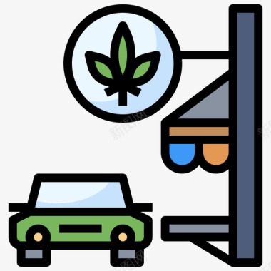 免下车大麻9线性颜色图标图标