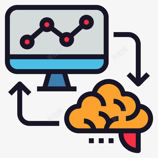 脑机接口人工智能77线性颜色图标svg_新图网 https://ixintu.com 人工智能 接口 线性 颜色