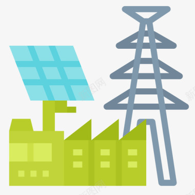 发电厂可再生能源37平图标图标