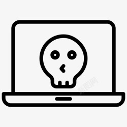 骷髅像素骷髅笔记本电脑危险恶意软件图标高清图片