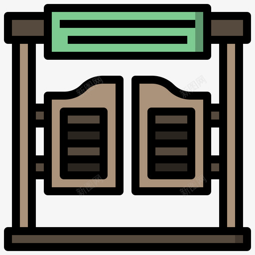 Saloonwildwest34线性颜色图标svg_新图网 https://ixintu.com Saloon west wild 线性 颜色