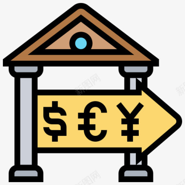 货币兑换金融知识3线颜色图标图标