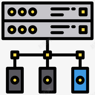 服务器区块链52线性颜色图标图标