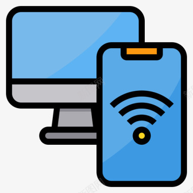 Wifi移动技术7线性颜色图标图标