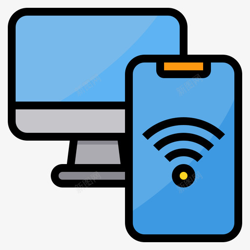 Wifi移动技术7线性颜色图标svg_新图网 https://ixintu.com Wifi 技术 移动 线性 颜色