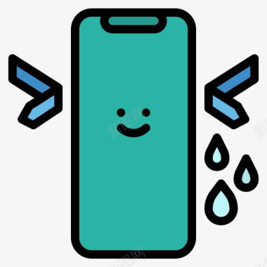 防水智能手机36线性颜色图标图标