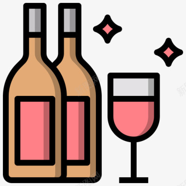 葡萄酒餐厅111线性颜色图标图标