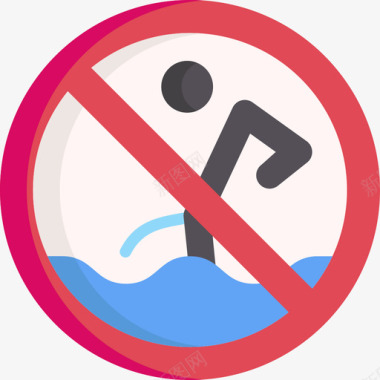 禁止小便游泳池规则6平坦图标图标