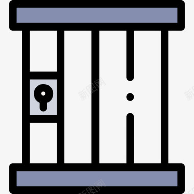 监狱公共服务19线性颜色图标图标