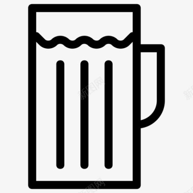 啤酒杯子水和食物图标图标
