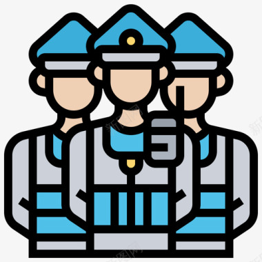 警察警察局8线性颜色图标图标