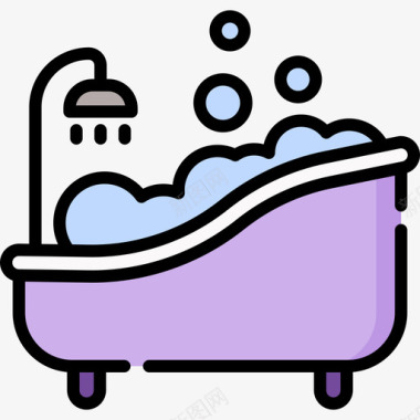 浴缸婴儿145线性颜色图标图标