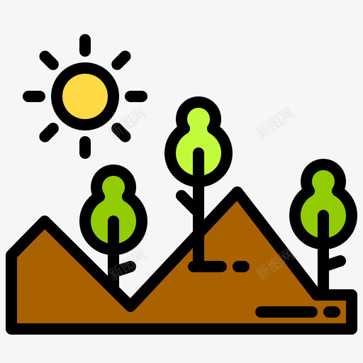 山绿色能源1线性颜色图标svg_新图网 https://ixintu.com 线性 绿色 能源 颜色