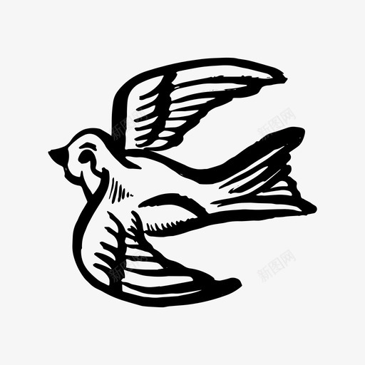 老派燕子纹身鸟图案图标svg_新图网 https://ixintu.com 传统 图案 燕子 纹身 老派