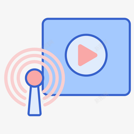 广播直播线性彩色图标svg_新图网 https://ixintu.com 广播 彩色 直播 线性