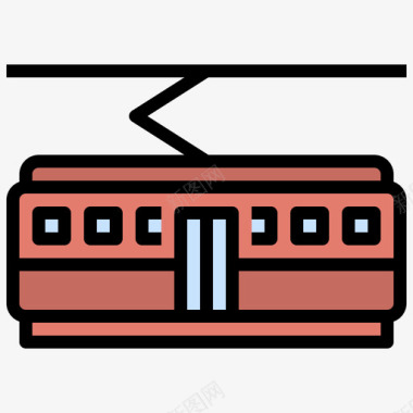 有轨电车运输173线性颜色图标图标