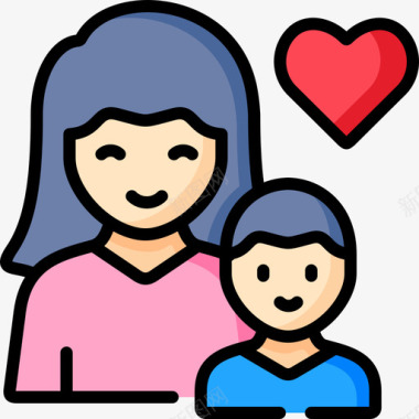 母性人际关系和情感25线性色彩图标图标