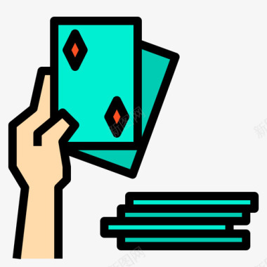 扑克游戏29线性颜色图标图标